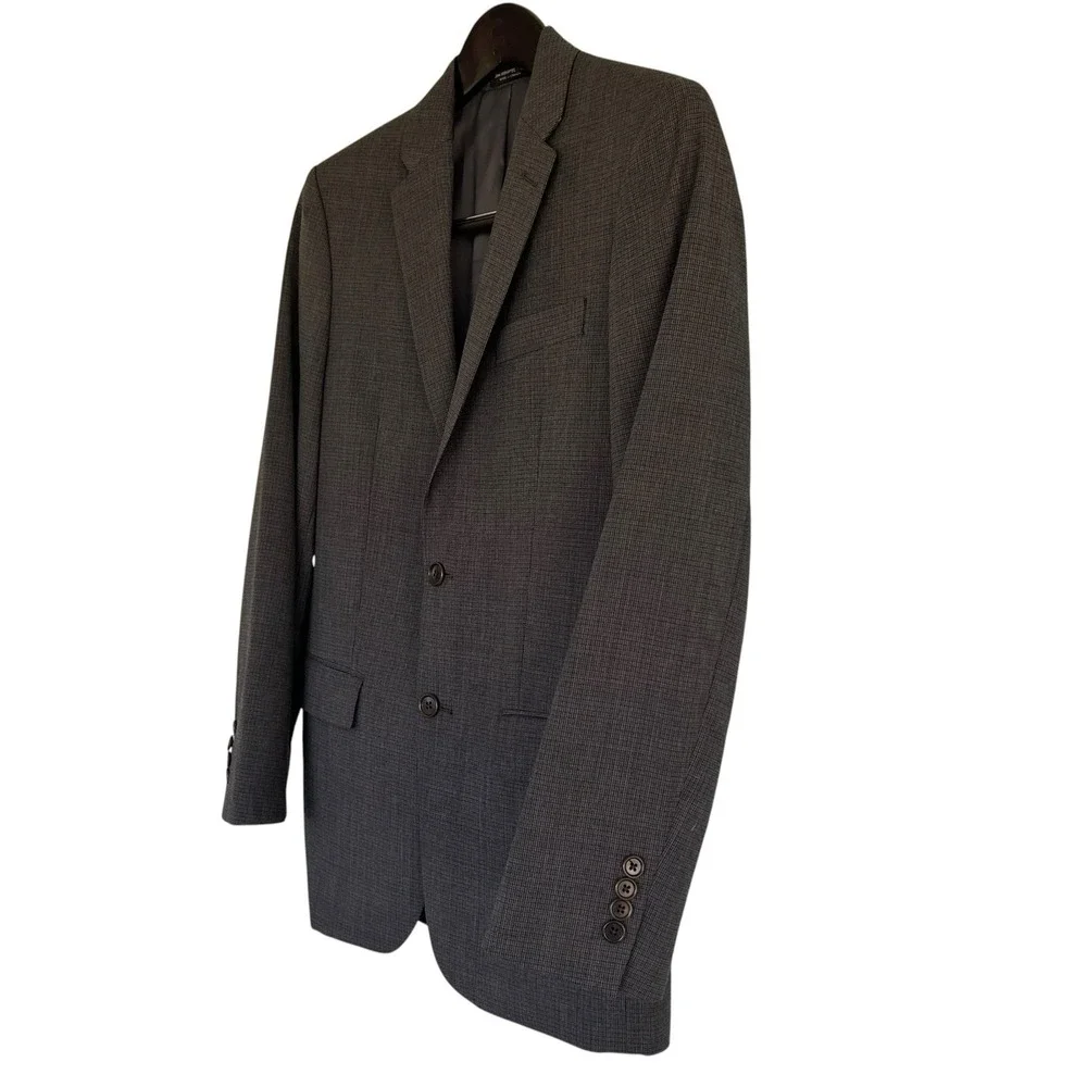 John Varvatos 38R Slim Fit Charcoal Gray Micro Weave Wool Blazer Sport Coat